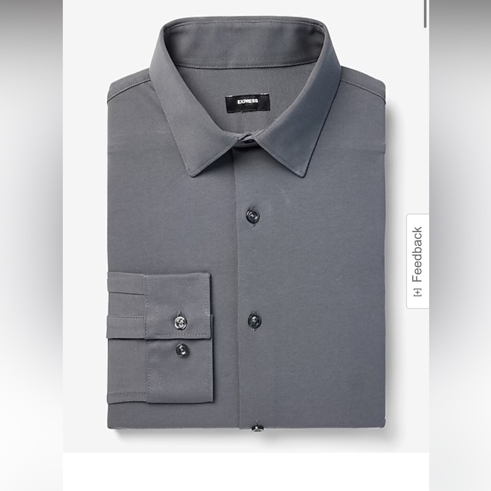EXPRESS | Slim Solid Stretch Modern Tech 1Mx Dress Shirt in Light Gray